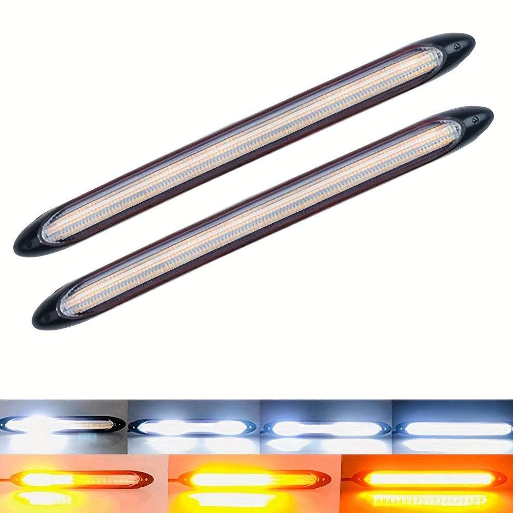Pack de 2 luces diurnas LED de 12V amarillo para coche, tiras DRL cableadas