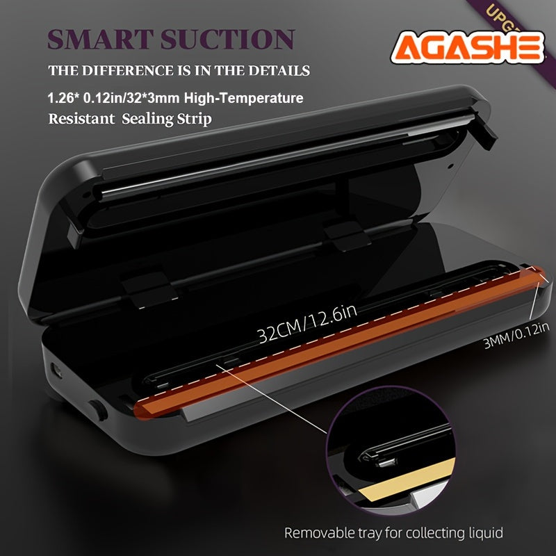 32cm yopish uzunligi, uzoq kesuvchi, tashqi chiqarish quvuri va 10 ta vakuum paket bilan Vacuum Sealer Machine. Go'sht, sabzavot va meva yangiligi saqlash uchun ideal. Oson bo'lishi bilan