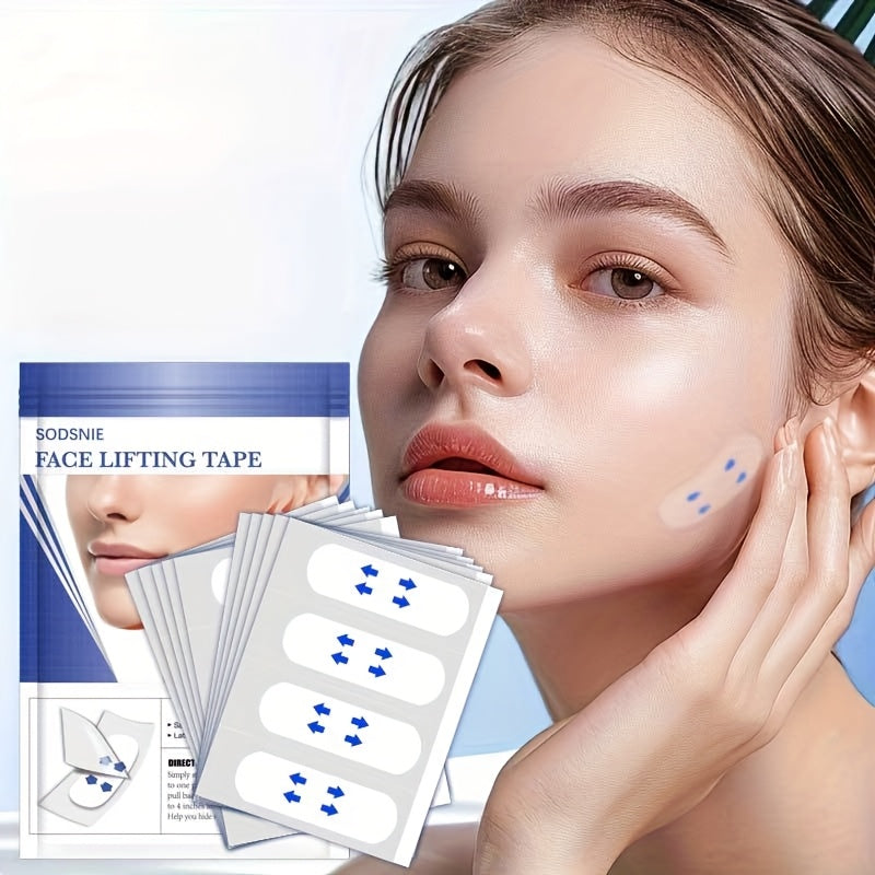 Ko'zlar, jag' va bo'yin uchun yuzni ko'tarish lentasi, suv o'tkazmaydigan, teriga do'st, yengil bej