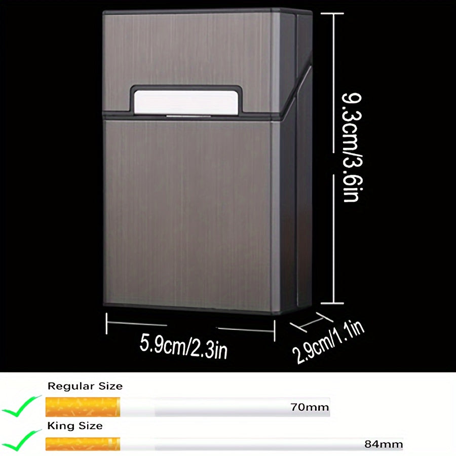 Hombre y mujer metal cepillado estuche para cigarrillos con imán y apertura giratoria para 20 cigarrillos