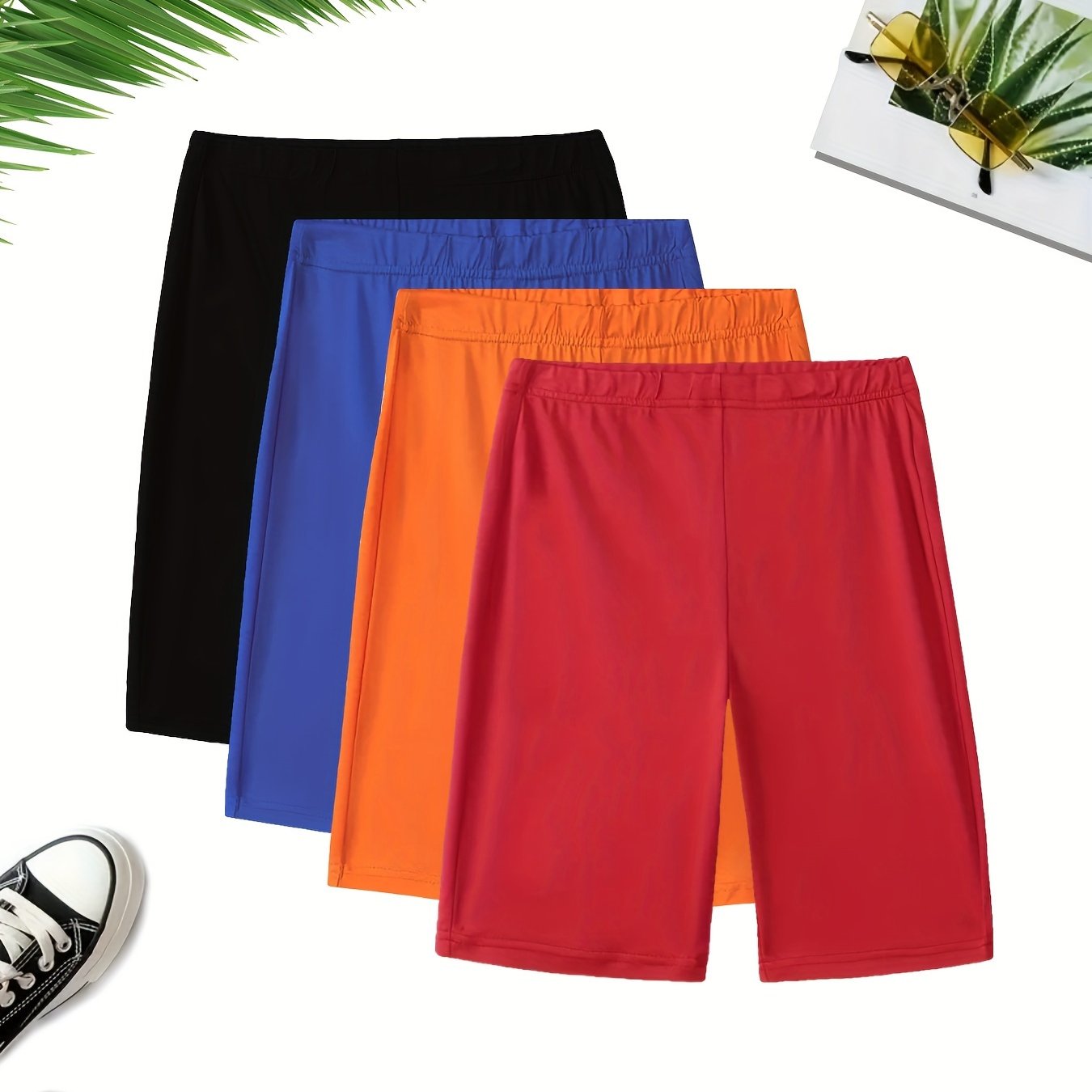 Women's Casual Sports Shorts Set Four Pieces Breathable Athletic Wear