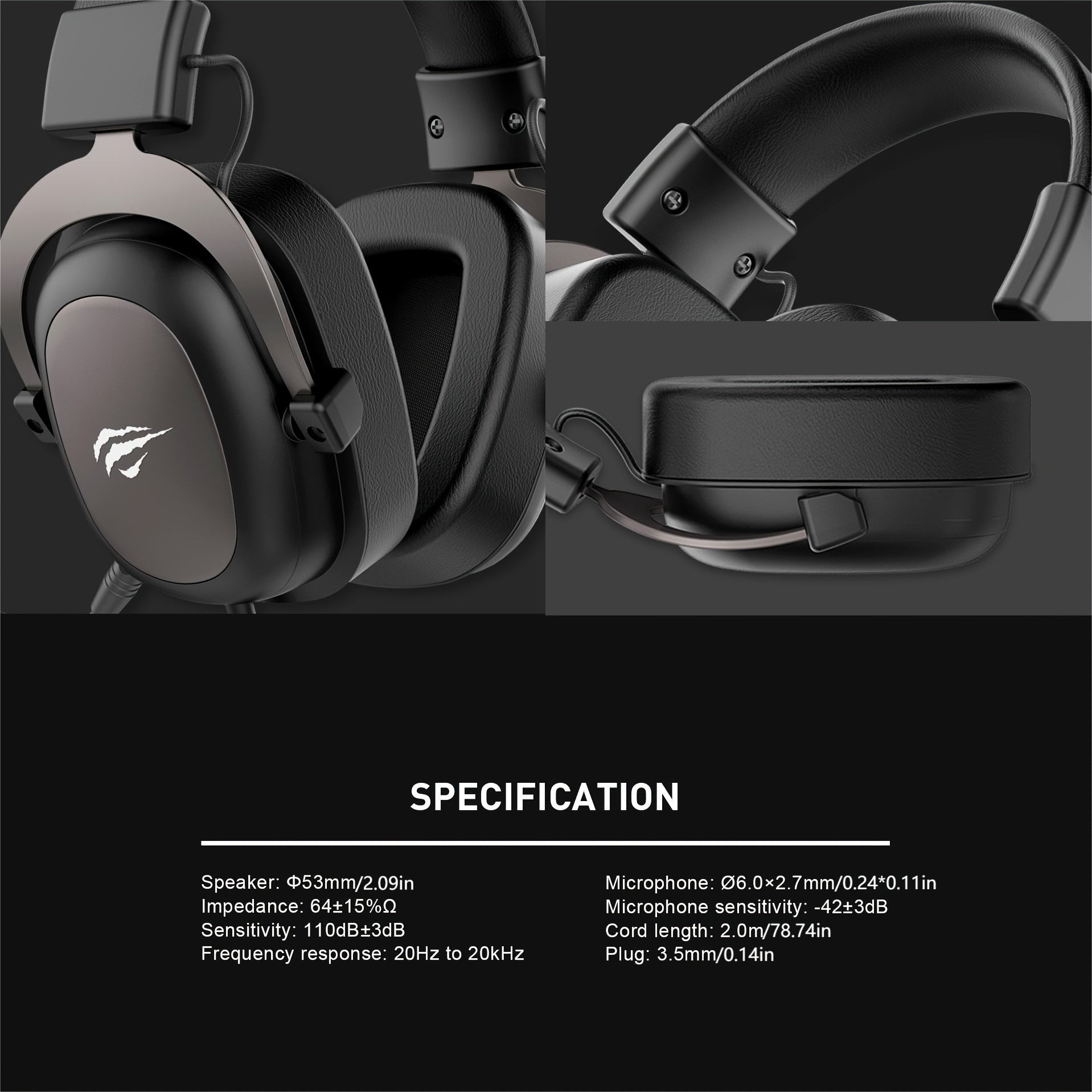 Wired Gaming Headset with 3.5mm Jack Surround Sound Removable Microphone Protein Leather Ear Cups for PC Gaming