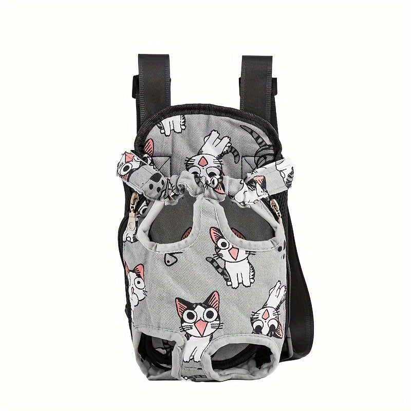 Adjustable Pet Carrier Backpack for Small to Medium Dogs and Cats Polyester with Shoulder Pad