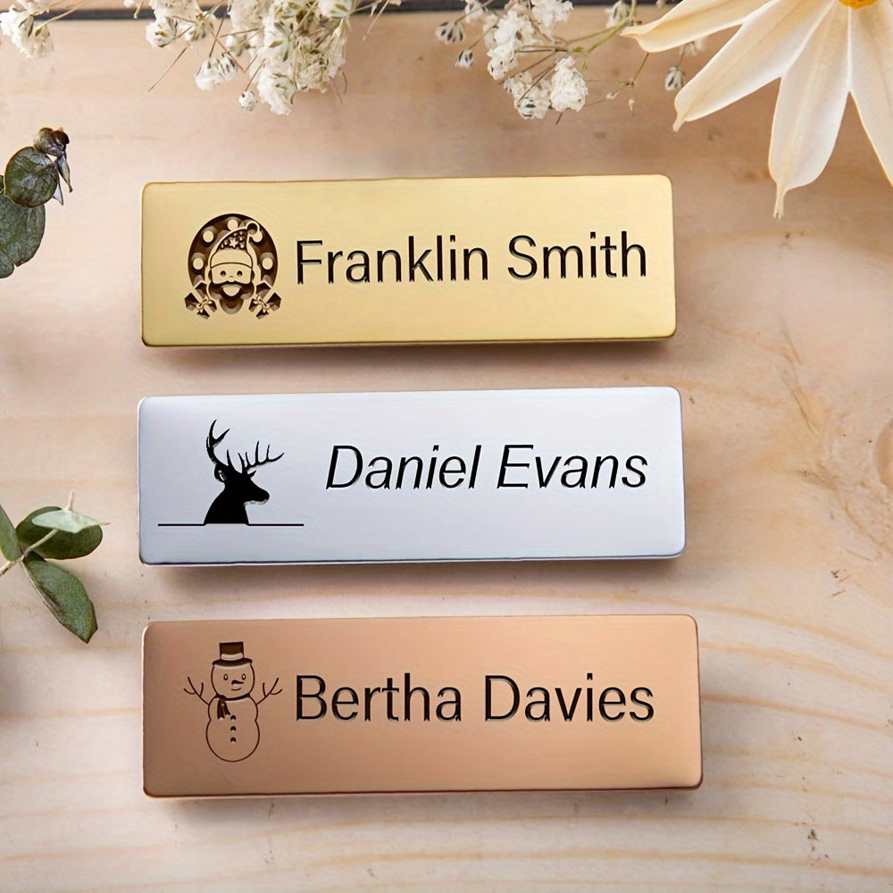 Personalized Name Badges and ID Tags for Employees Magnetic or Pin Backings