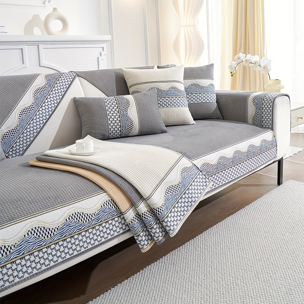 Velvet Sofa Cushion Cover Non-Slip Pet-Friendly All-Season Protecting Armchair Loveseat 3-4 Seater