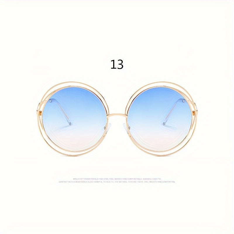Унисекс металлические очки в oversized круглой полой форме для летних пляжных вечеринок