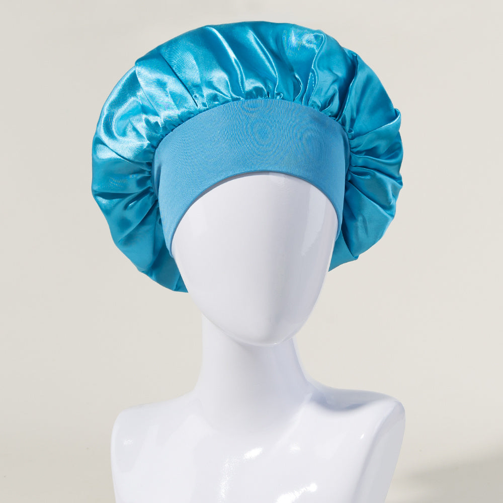 Women's Satin Sleeping Cap with Wide Elastic Band for Curly Hair