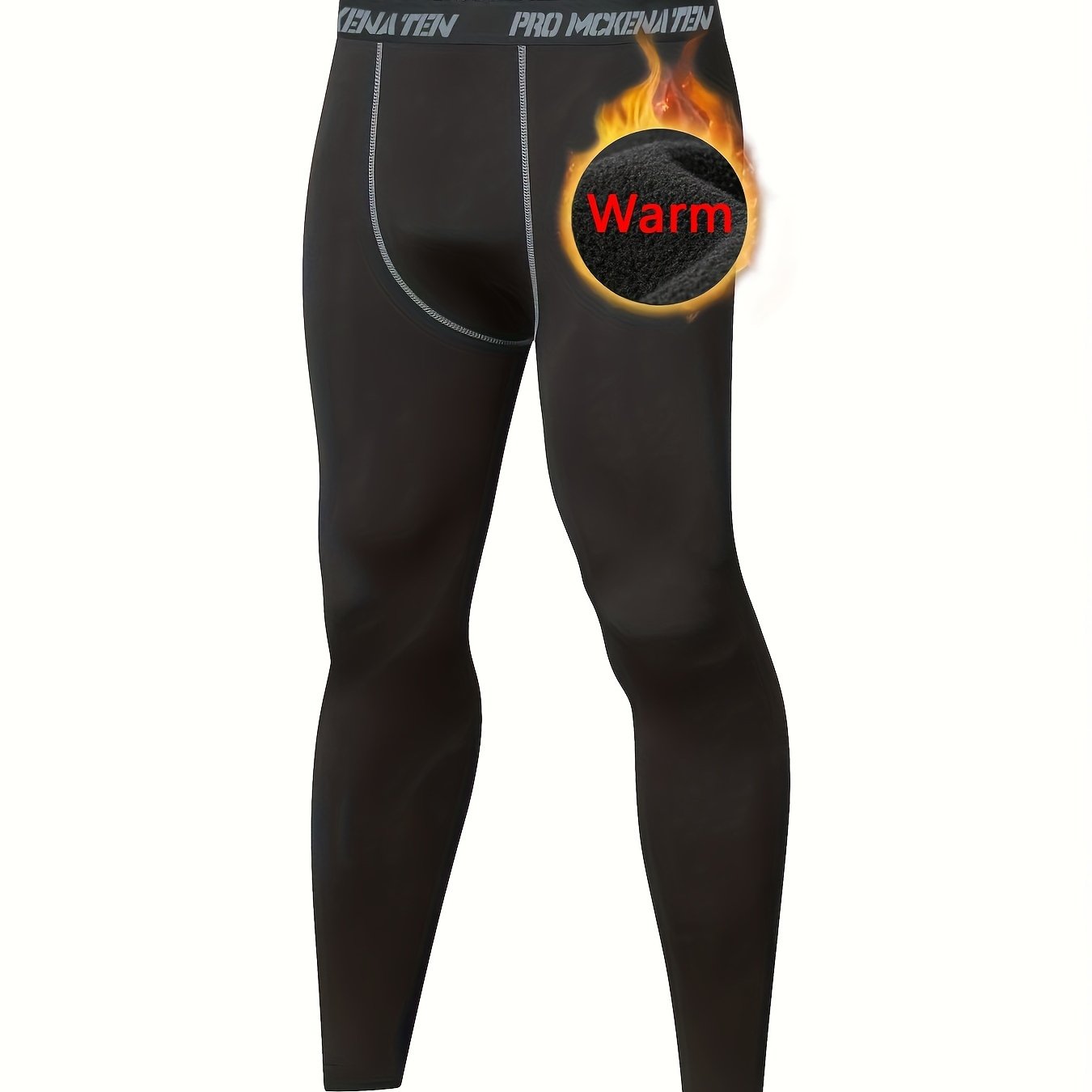 Men's Black Thermal Compression Tights for Basketball Running and Workout