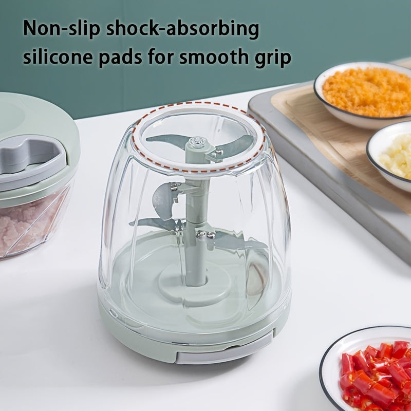 Qulay tutqichli qo'lda sarimsoq maydalagich, sarimsoq maydalash, chili bo'laklash va sous tayyorlash uchun shaffof stakanda mo'ljallangan. Ona kuniga mos.