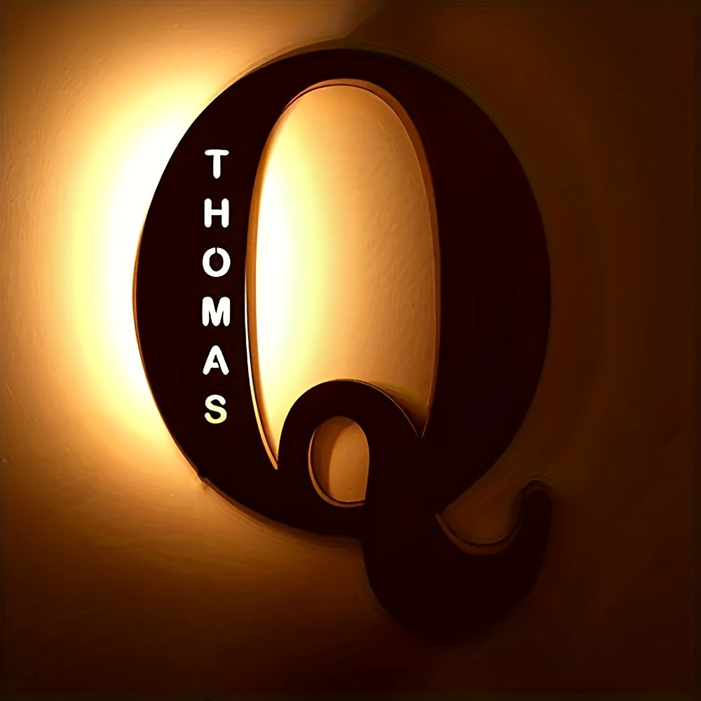 Personalized Wall Sconce with Engraved Name Night Light USB Powered Long-Lasting LED Bedroom Decor