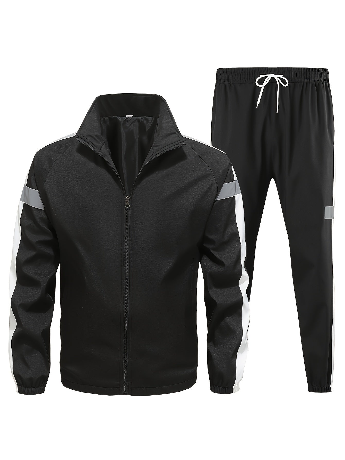 Мужской ветронепроницаемый костюм из куртки и брюк с отражающей этикеткой, весна-осень, повседневный стиль