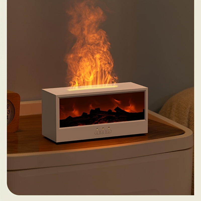 3-in-1 Electric Fireplace Humidifier Diffuser with LED Lights and Remote