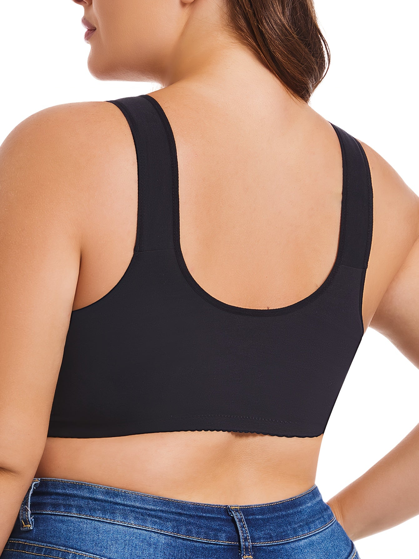 Sujetador de encaje de talla grande sin aros, con cobertura total, cierre frontal y almohadillas no removibles