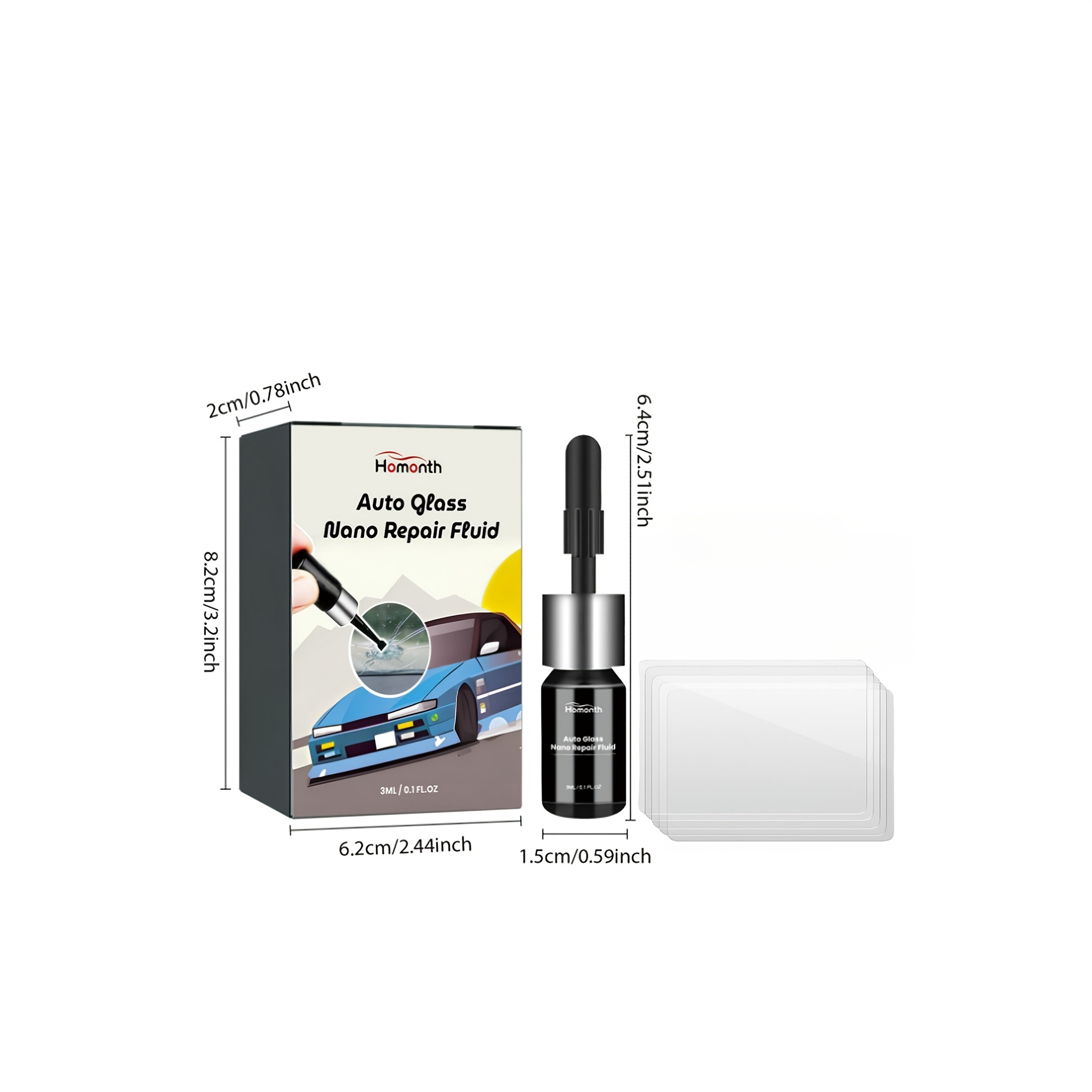 Auto Glass Nano Repair Fluid Kit for Windshield Crack Fix with Applicator