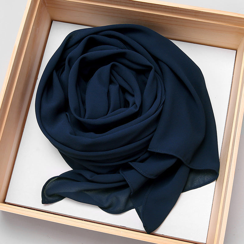 Women's Chiffon Hijab Scarf Long Shawl Lightweight Hair Wrap Solid Color