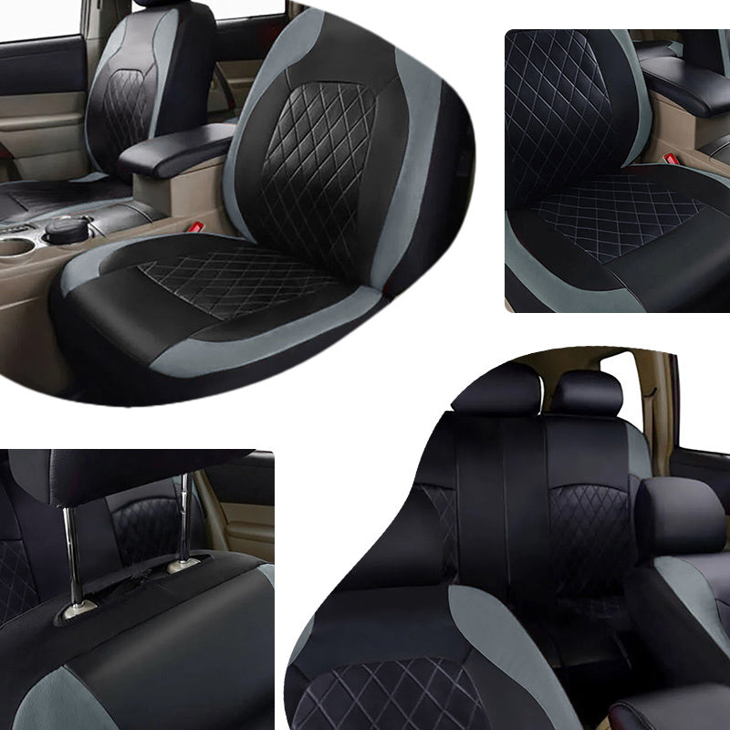 Car Seat Covers All-Season Leather Protector Set Front Rear Easy-Clean