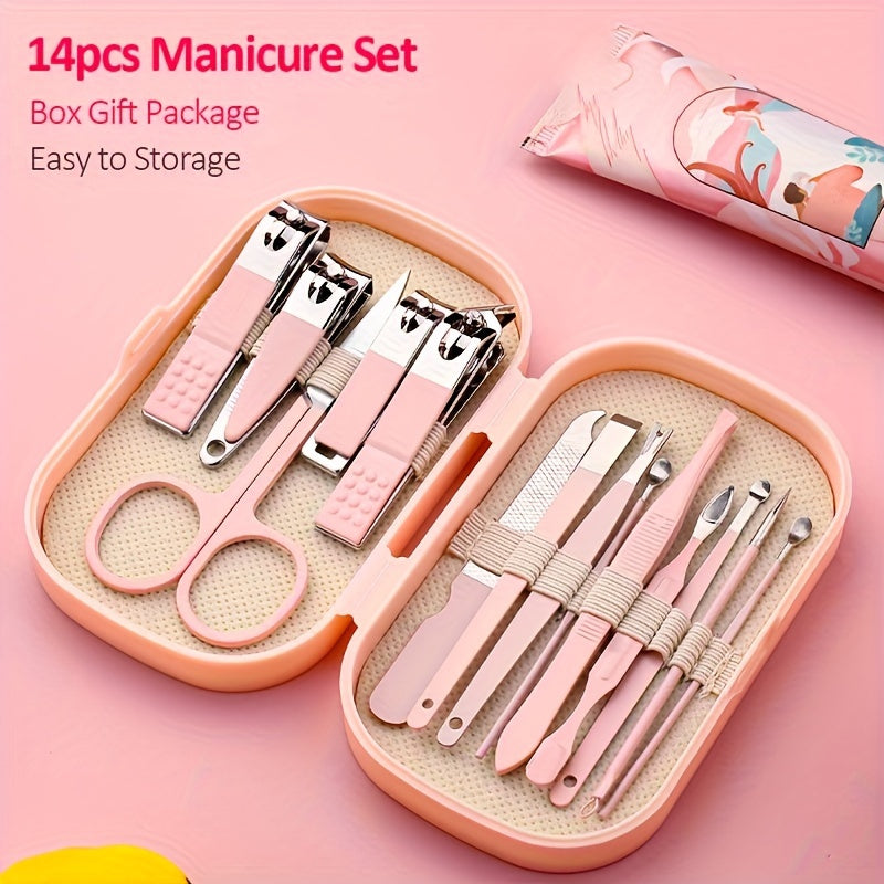Portable Nail Art Tool Set for Home Use Including Nail Clippers Ear Spoon Acne Needle and Beauty Tools