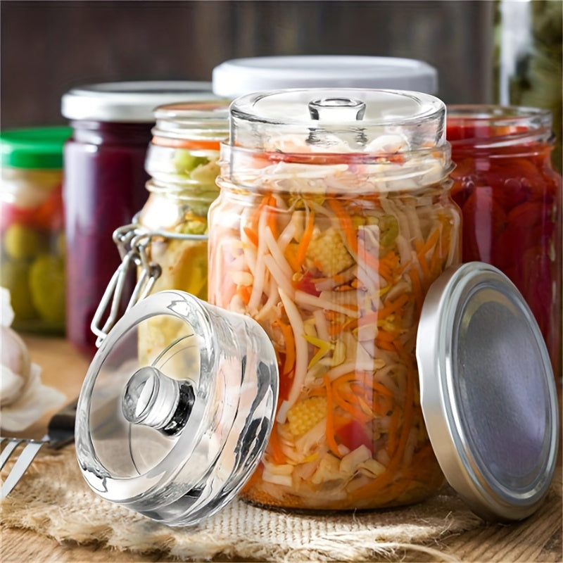 Glass Fermentation Weights with Handle and Wide-Mouth Mason Jar Lid Food-Grade Material