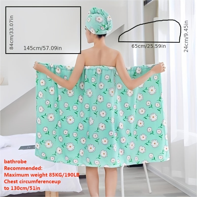 1 ta hammom yubkasi va soch sochiq to'plami, ayollar uchun koral velur materialidan tayyorlangan, juda namni o'zlashtiruvchi va kiyish uchun qulay. Dush yoki sauna so'ng sochni quritish uchun mukammal.