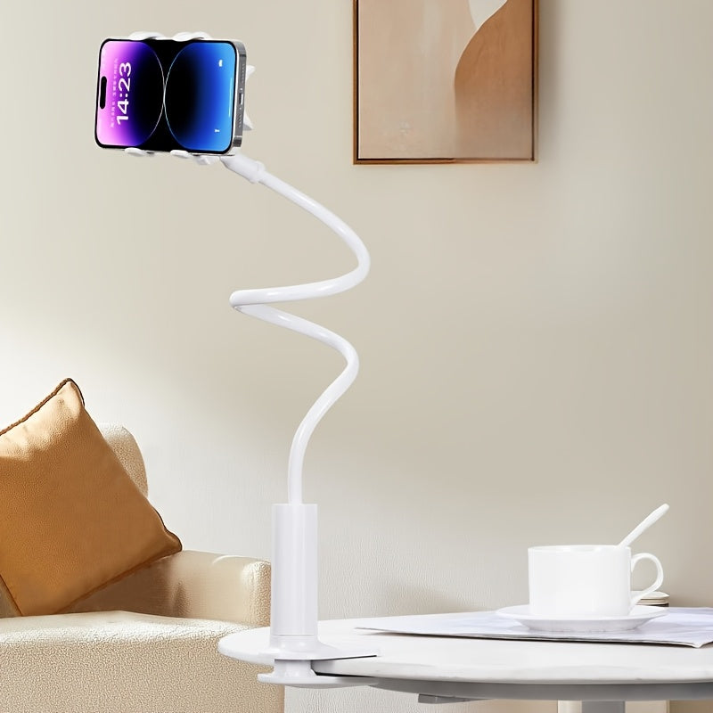 360° Rotating Phone and Tablet Holder Stand with Gooseneck Clamp and Spiral Base