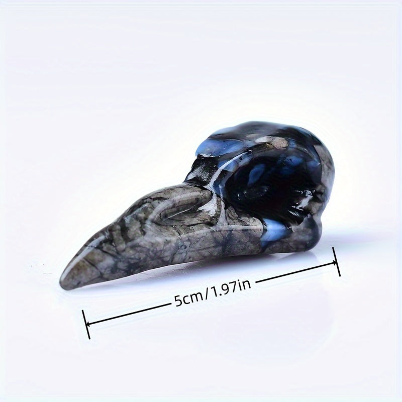 Crystal Carved Bird Skull Statue 5cm Decorative Crystal Gift for Home or Pocket