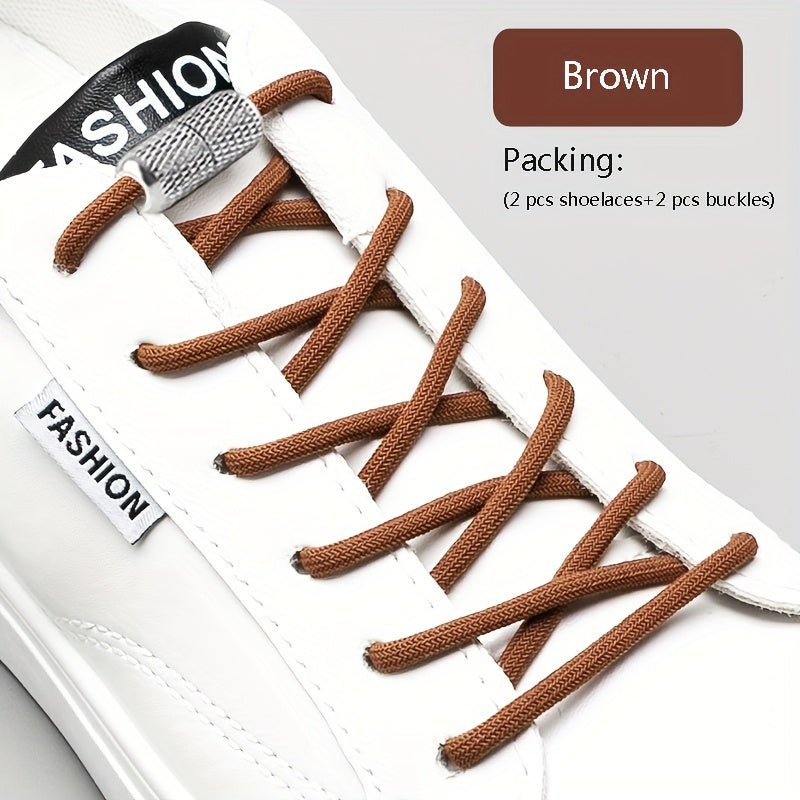 Unisex Elastic No-Tie Shoelaces Round Tapered Durable Acetate Cord