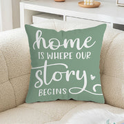 Polyester Throw Pillow Cover with Green and White Leaf Design 45cm x 45cm Machine Washable