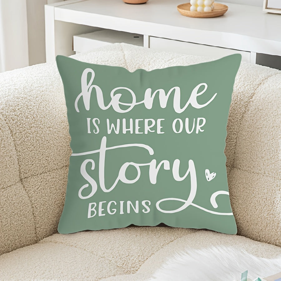 Polyester Throw Pillow Cover with Green and White Leaf Design 45cm x 45cm Machine Washable