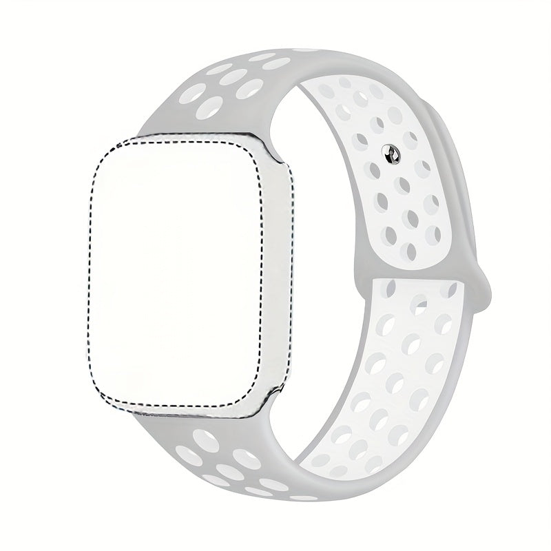 Silicone Watch Band for Apple Watch Ultra SE Series 1-10 Breathable Sport Strap with Deployant Clasp