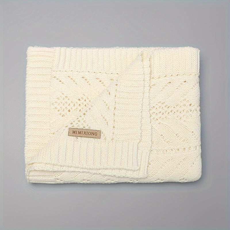 Manta para niños de punto suave con agujeros, perfecta para sofá, hogar o fiestas en rosa, azul y crema