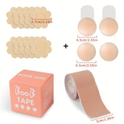 Invisible Lingerie Accessory Set with Breast Lifting Patches and Support Straps for Strapless Dresses and Women