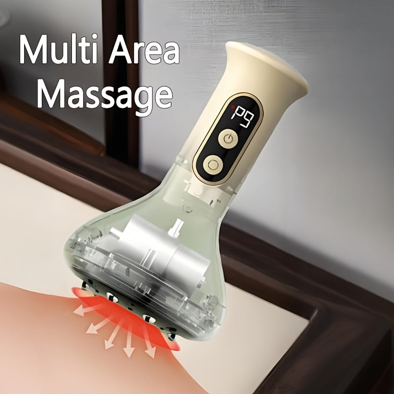 Electric Cupping Therapy Device with Adjustable Suction USB Rechargeable Battery in Khaki