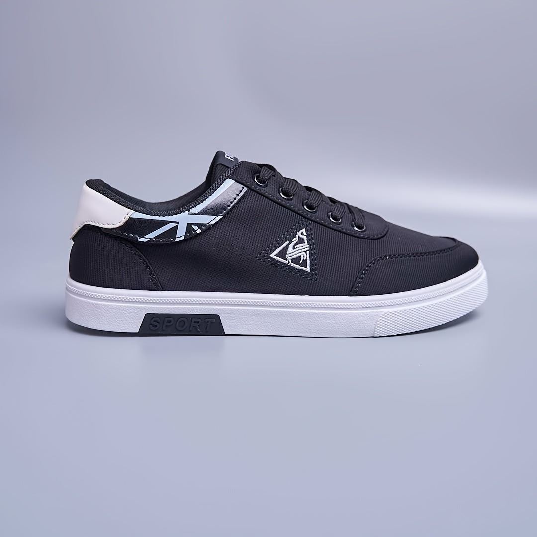 Men's Black Canvas Skate Shoes with Non-Slip Sole and Lace-Up Design