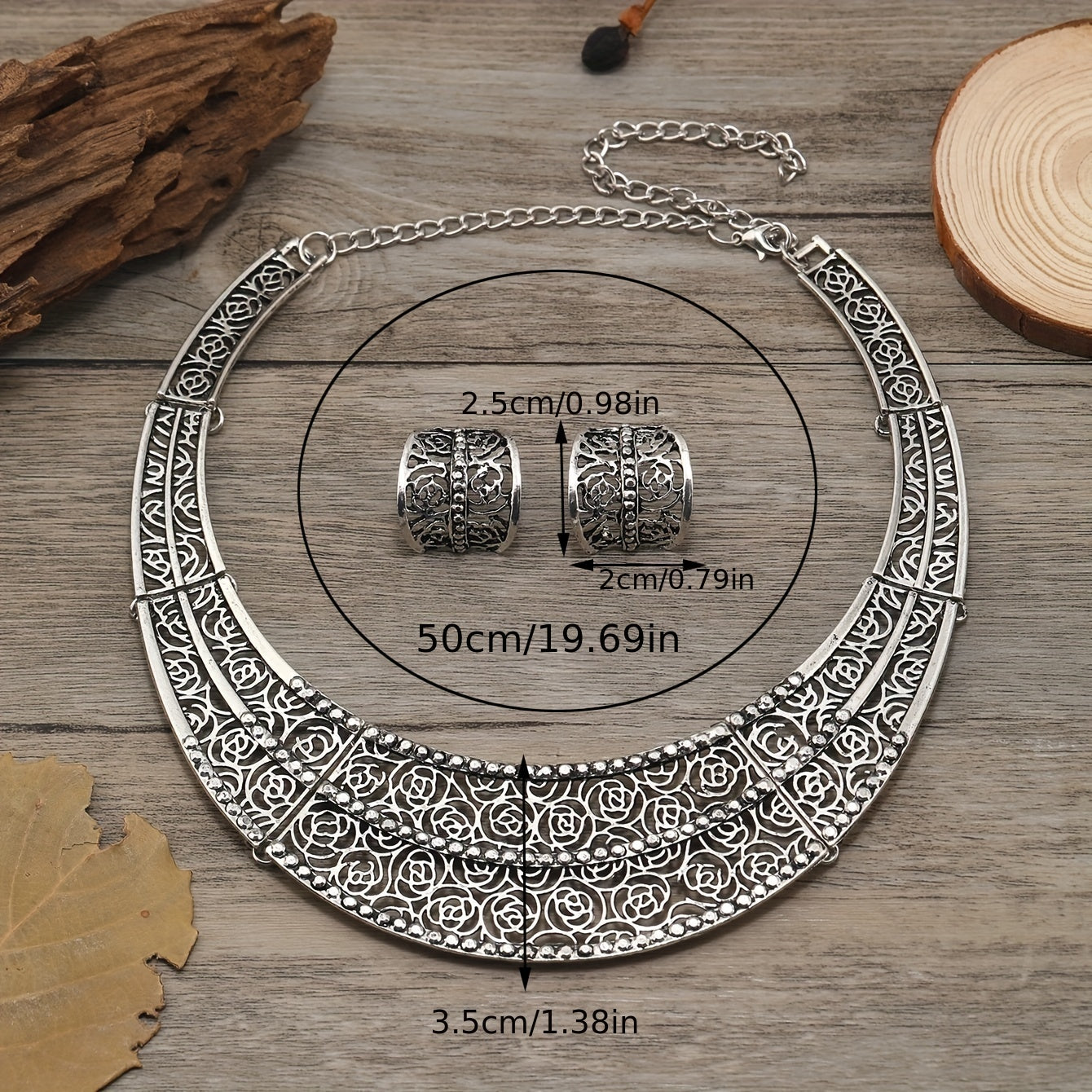 Zamonaviy Vintage Marjon va Quloq uzuklari to'plami, 3-qismli Choker Quloq uzuklari to'plami, Sotuvda mashhur aksessuar