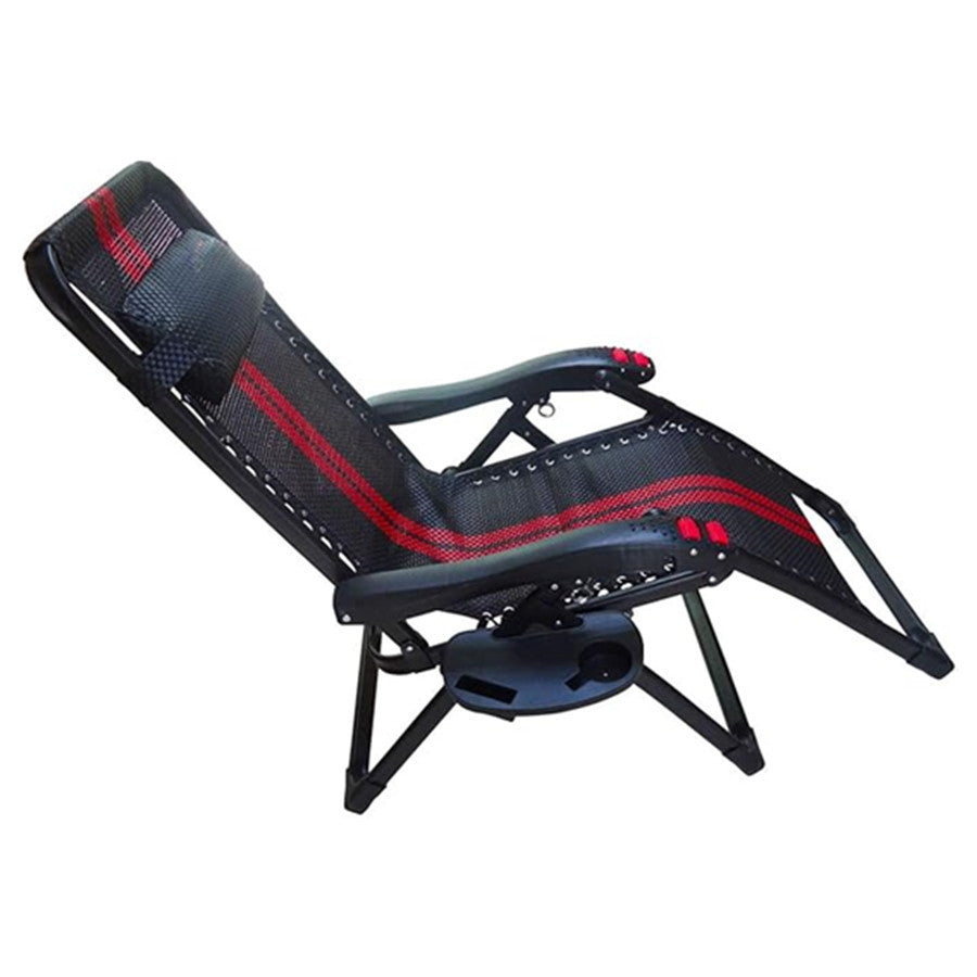 Black Oval Zero Gravity Chair with Cup Holder and Snack Tray