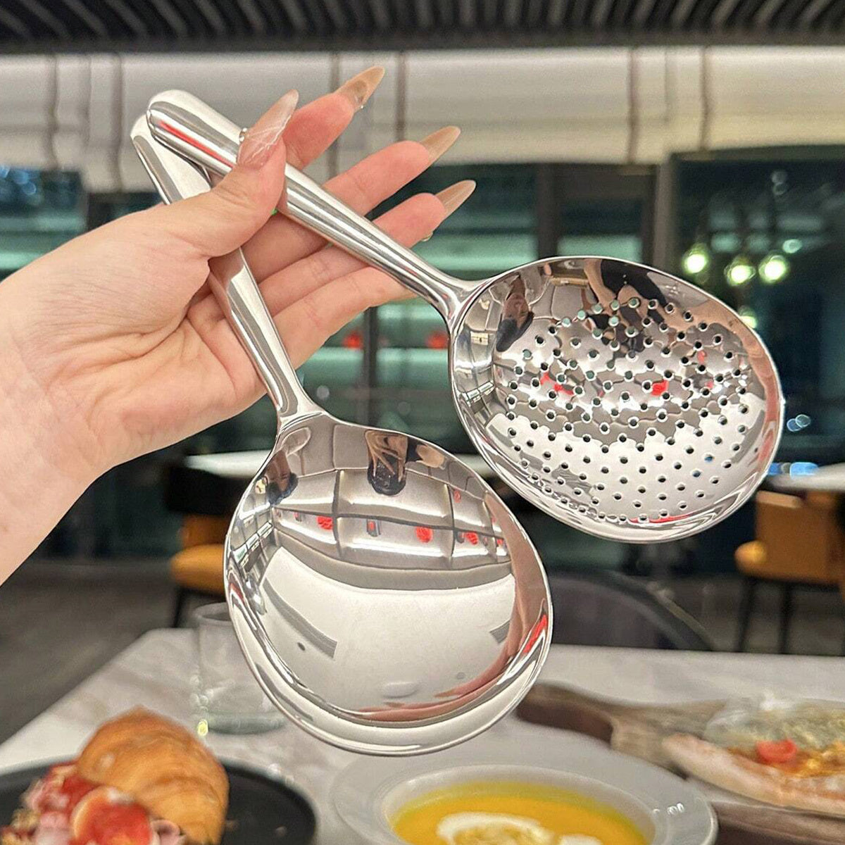 Large Stainless Steel Buffet Spoon for Parties and Banquets Dishwasher Safe