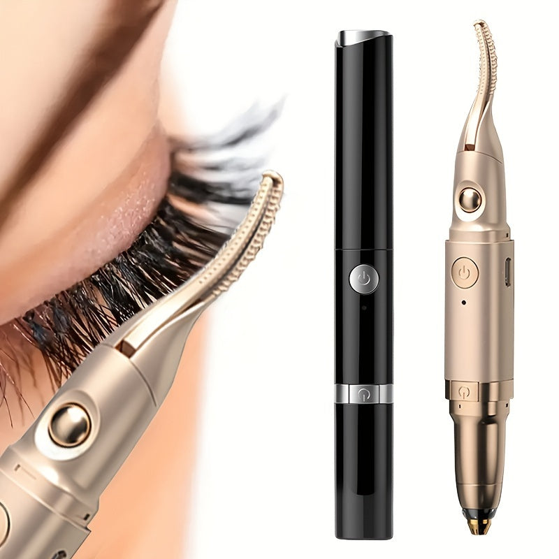 Women's USB Rechargeable Eyebrow Trimmer and Heated Eyelash Curler Portable Cosmetic Tool