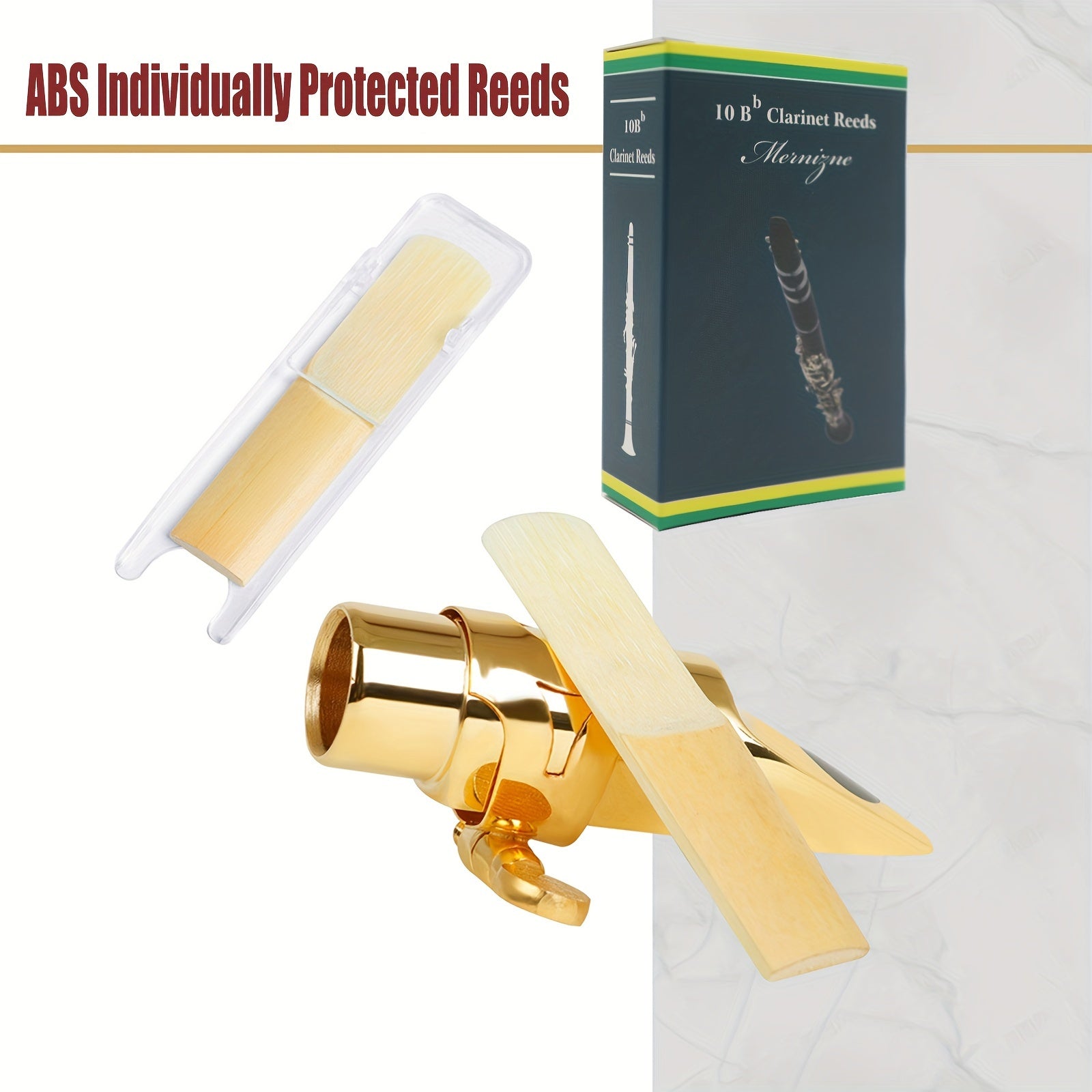10 Премиум тростниковых язычков для кларнета Bb, сила 2.5, ручная работа из традиционных тростниковых свистков, богатый тон - включает индивидуальный чехол, аксессуары для кларнета