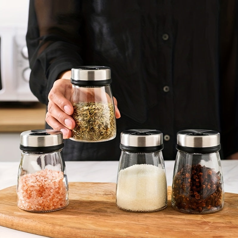 Glass Seasoning Jars for Salt Pepper and MSG Shakers Kitchen Storage Set