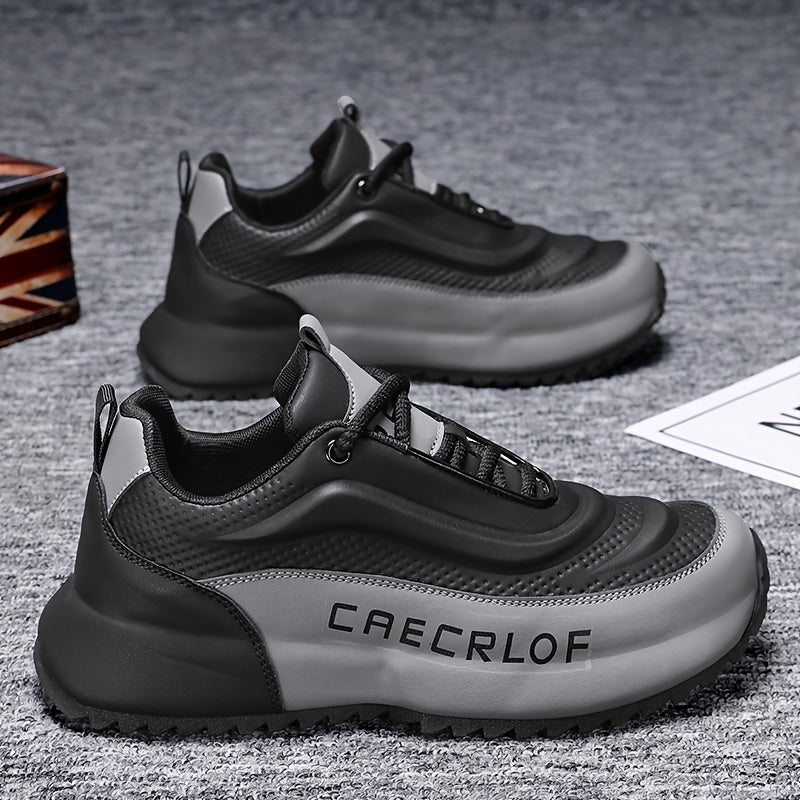 Men's Casual Sports Sneakers Low Top Solid Color Lace-Up Faux PU Fabric Insole Hiking Street Wear