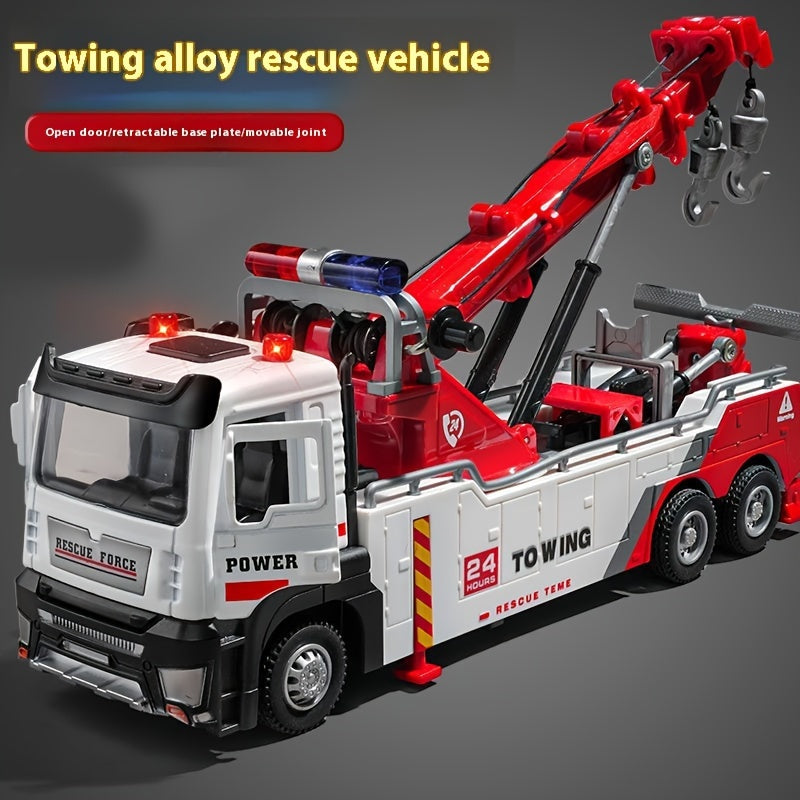Plastic Rescue Vehicle Toy for Boys Ages 6-12 with Retractable Boom and Sound Effects