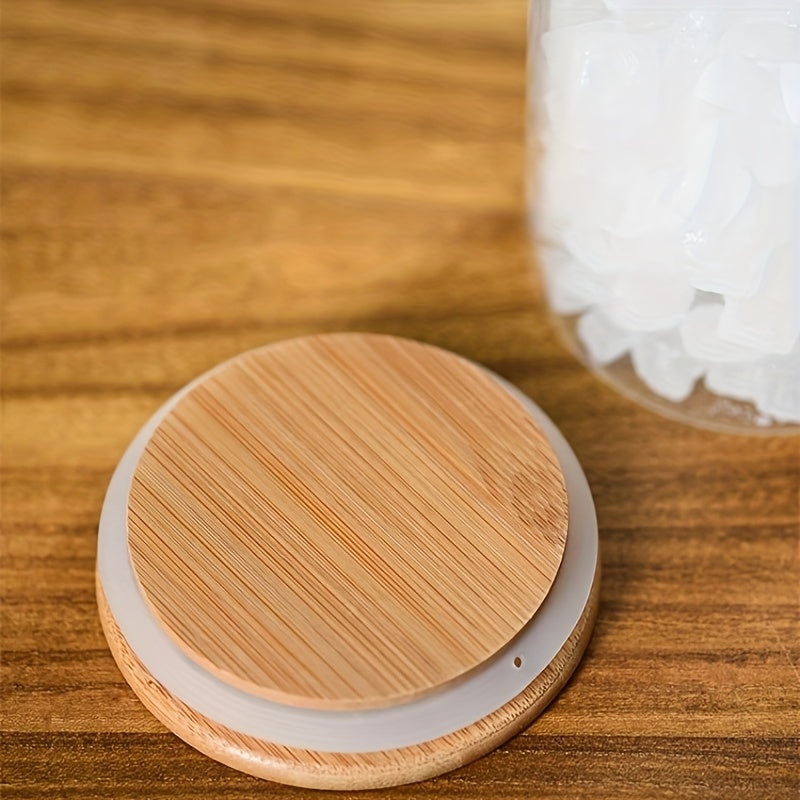 tarro de condimentos de vidrio redondo con tapa, recipiente apilable y a prueba de fugas para especias y organización de cocina