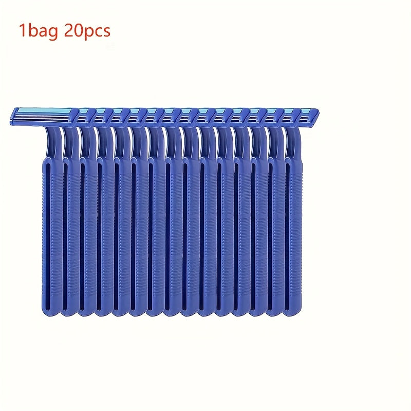 Maquinillas de afeitar desechables de doble hoja para hombres, pack de 10 o 20 con tira lubricante, azul y negro