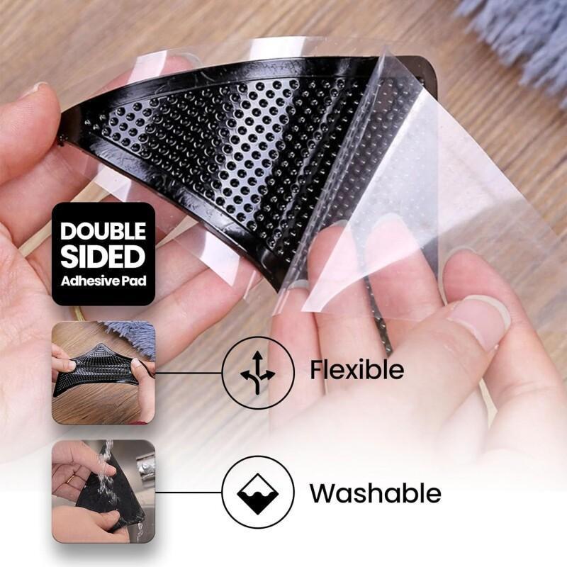 Heavy Duty Non-Slip Reusable Rug Corner Pads for Hardwood Floors and Area Rugs