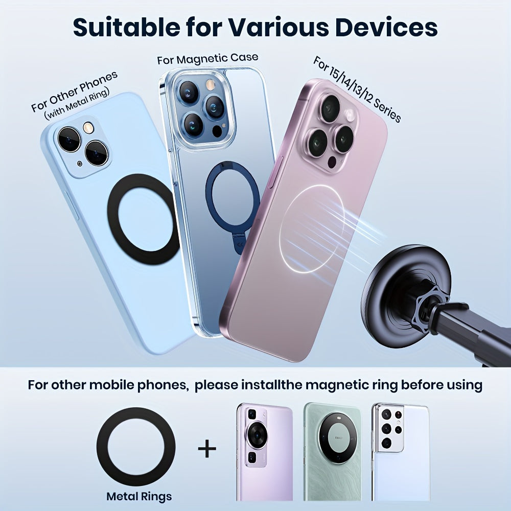 Magnitli avtomobil telefon uchun tutqich, qo‘lda boshqarish uchun metall halqa bilan