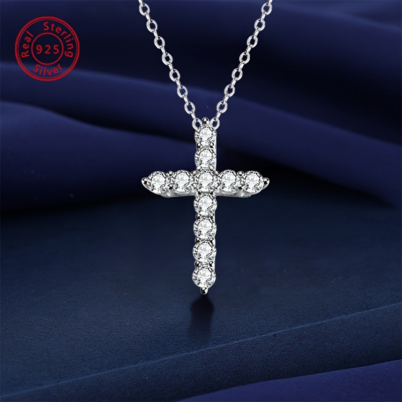Women's Sterling Silver Cross Necklace with Mozambique Diamonds for Casual and Formal Wear