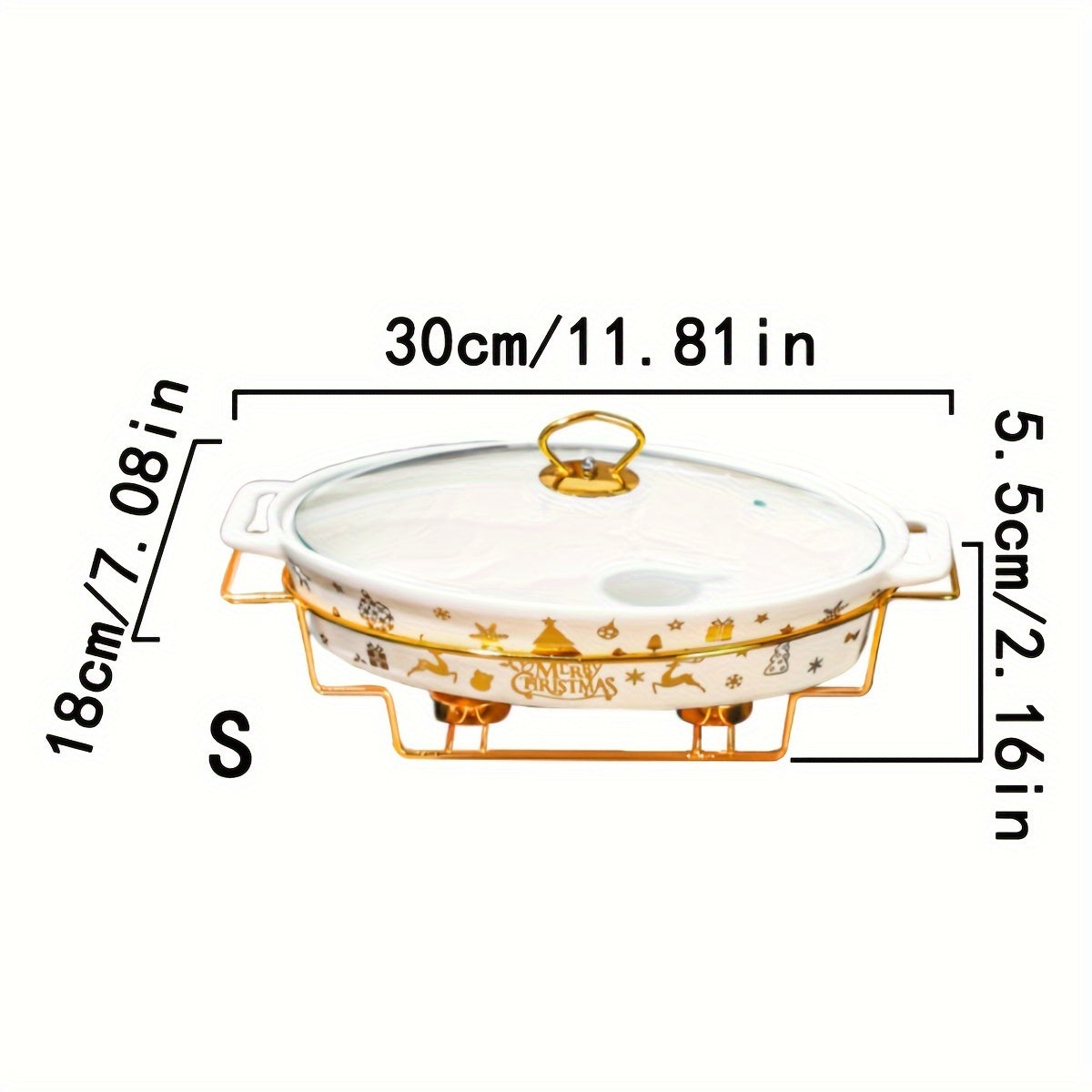 Керамическая рождественская кастрюля с крышкой и железной подставкой - Идеально подходит для приготовления супов, рагу и запеканок на кухне