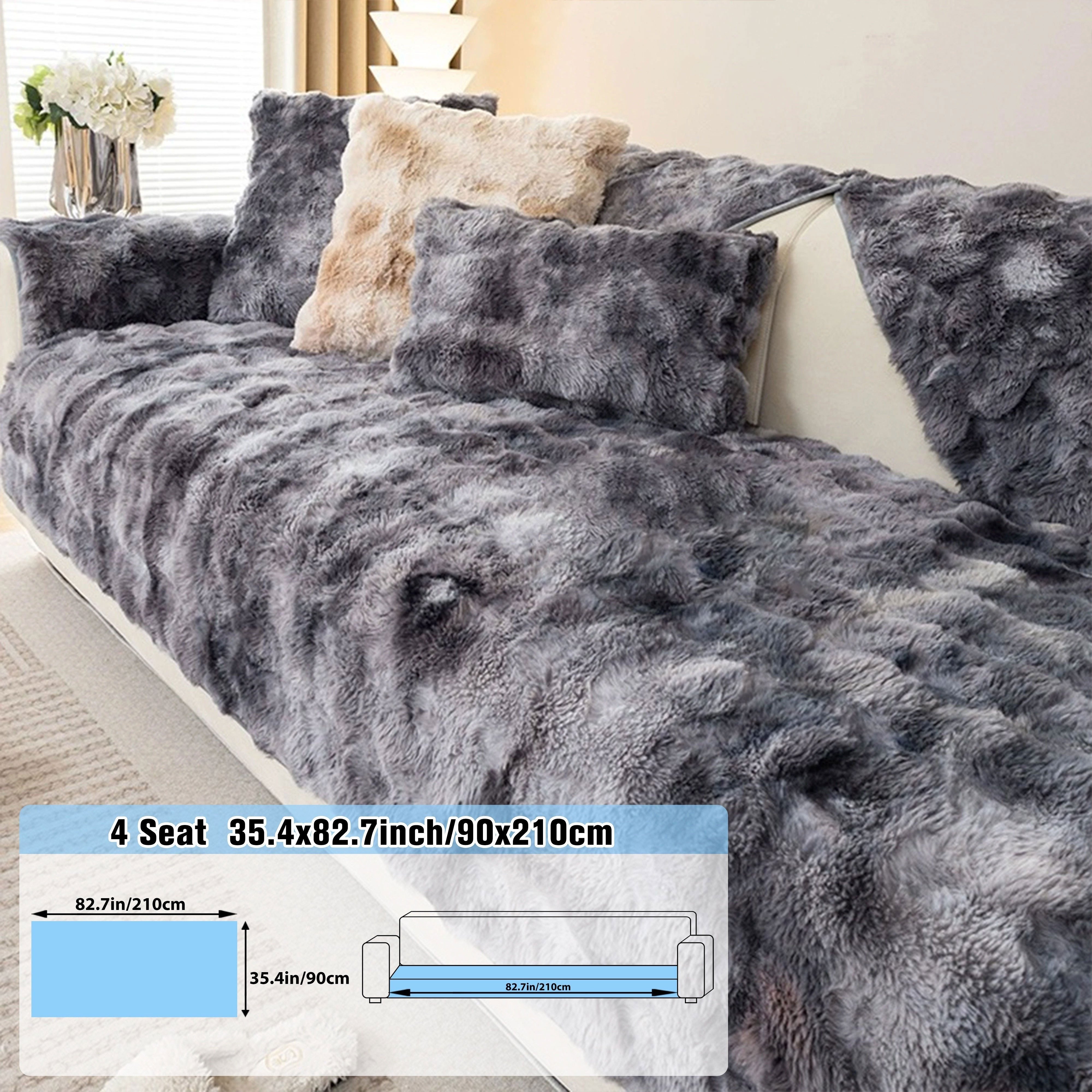 Плюшевое покрытие для дивана на зиму подходит для спальни, гостиной, офиса, домашнего декора
