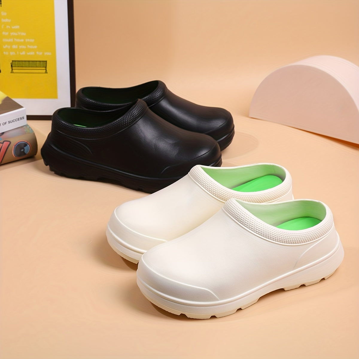 Women's EVA Chef Shoes Non-Slip Comfort Nursing Footwear Black White