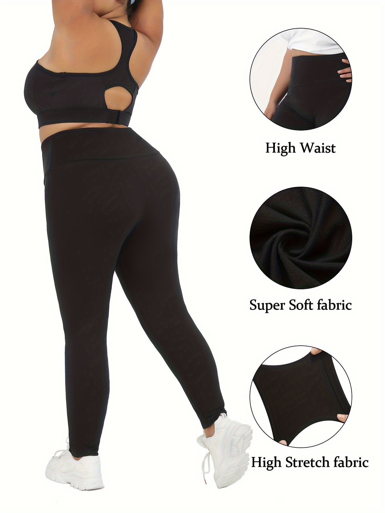 Plus Size High-Waisted Yoga Leggings for Women Soft Tummy Control Stretchy